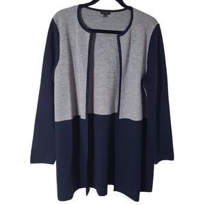 Talbots Merino Wool Blend Gray and Navy Cardigan